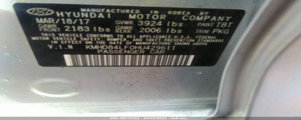 KMHD84LF0HU429611 2017 HYUNDAI ELANTRA photo no. 9