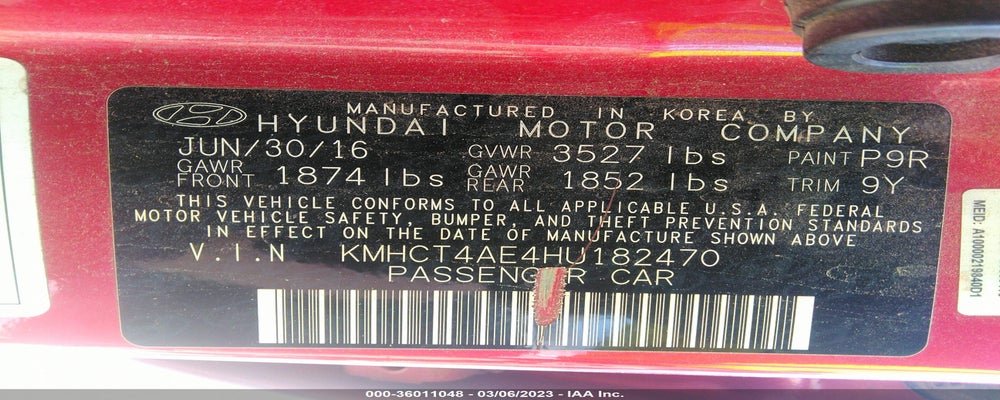 KMHCT4AE4HU182470 2017 HYUNDAI ACCENT photo no. 9
