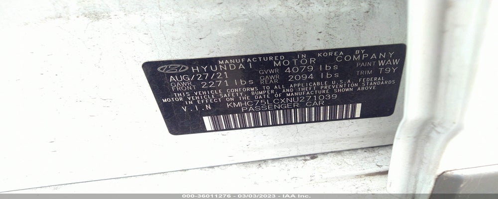 KMHC75LCXNU271039 2022 HYUNDAI IONIQ HYBRID photo no. 9