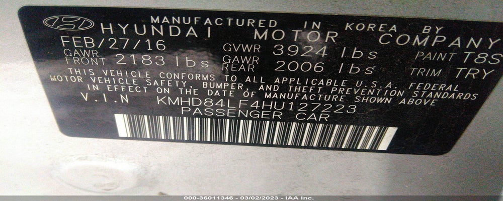 KMHD84LF4HU127223 2017 HYUNDAI ELANTRA photo no. 9