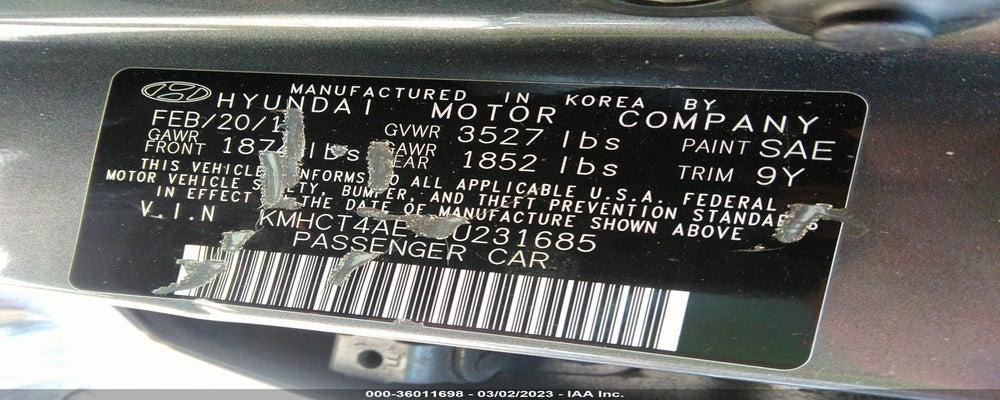 KMHCT4AE7CU231685 2012 HYUNDAI ACCENT photo no. 9