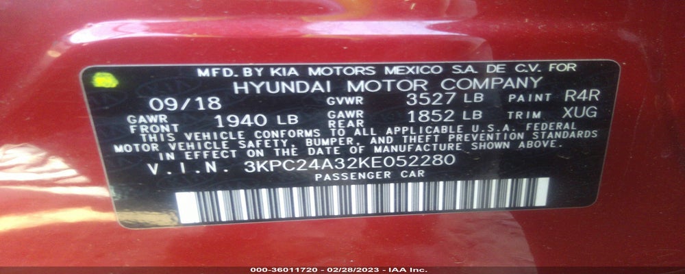 3KPC24A32KE052280 2019 HYUNDAI ACCENT photo no. 9