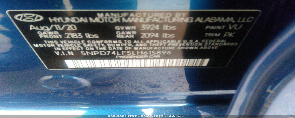 5NPD74LF5LH615896 2020 HYUNDAI ELANTRA photo no. 9