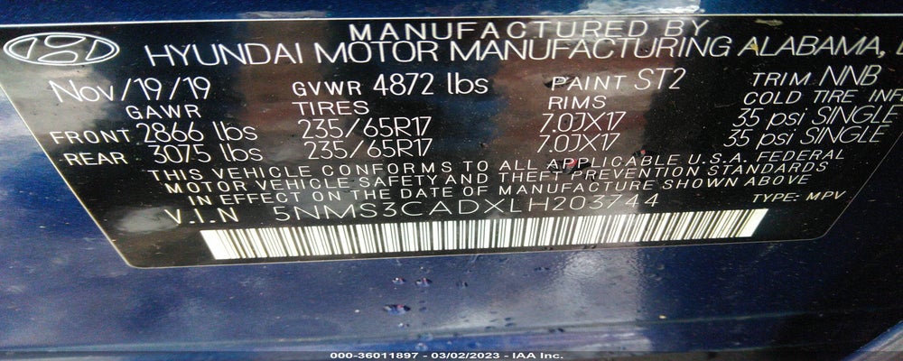 5NMS3CADXLH203744 2020 HYUNDAI SANTA FE photo no. 9