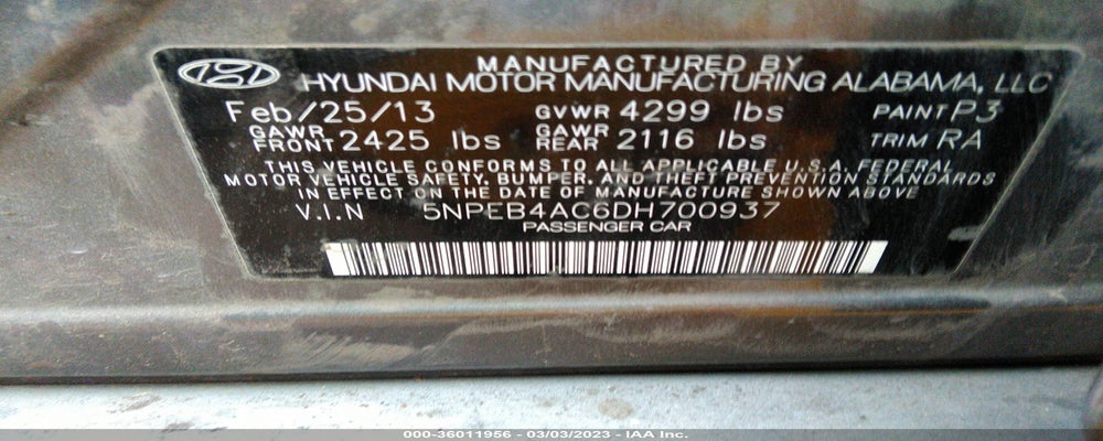 5NPEB4AC6DH700937 2013 HYUNDAI SONATA photo no. 9
