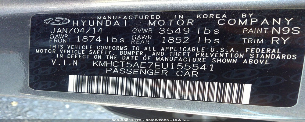 KMHCT5AE7EU155541 2014 HYUNDAI ACCENT photo no. 9