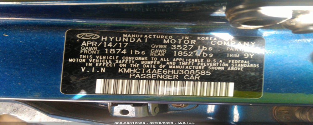 KMHCT4AE6HU308585 2017 HYUNDAI ACCENT photo no. 9