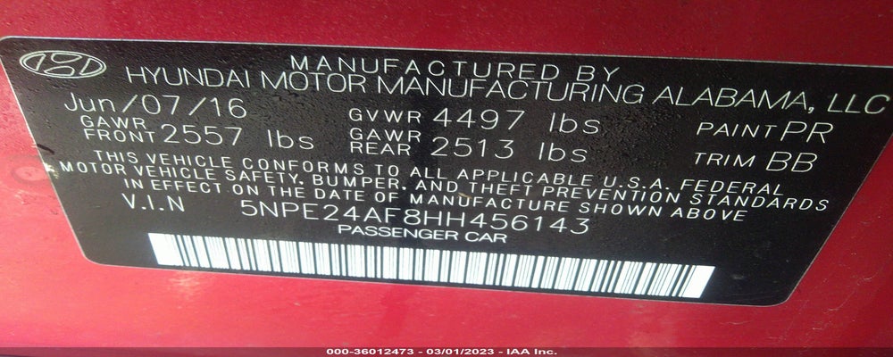 5NPE24AF8HH456143 2017 HYUNDAI SONATA photo no. 9