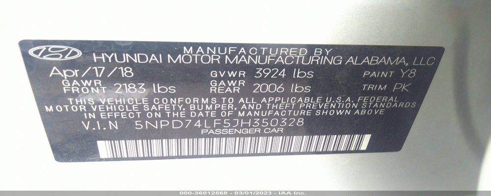 5NPD74LF5JH350328 2018 HYUNDAI ELANTRA photo no. 9