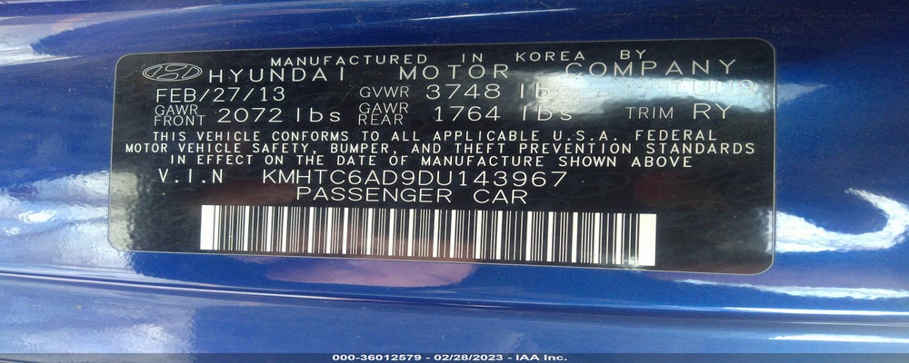 KMHTC6AD9DU143967 2013 HYUNDAI VELOSTER photo no. 9