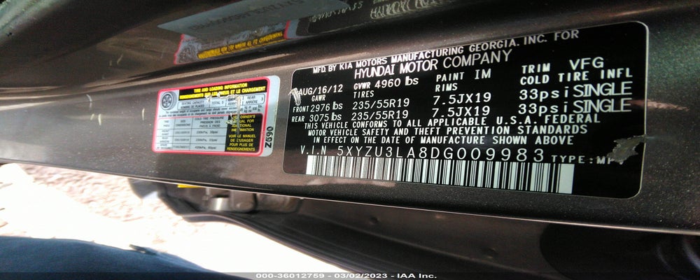 5XYZU3LA8DG009983 2013 HYUNDAI SANTA FE photo no. 9