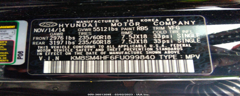 KM8SM4HF6FU099840 2015 HYUNDAI SANTA FE photo no. 9