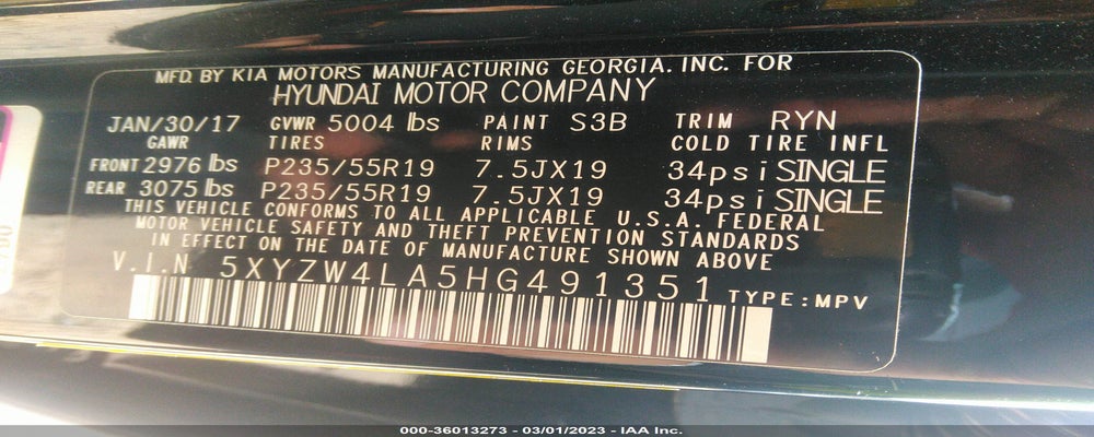 5XYZW4LA5HG491351 2017 HYUNDAI SANTA FE SPORT photo no. 9