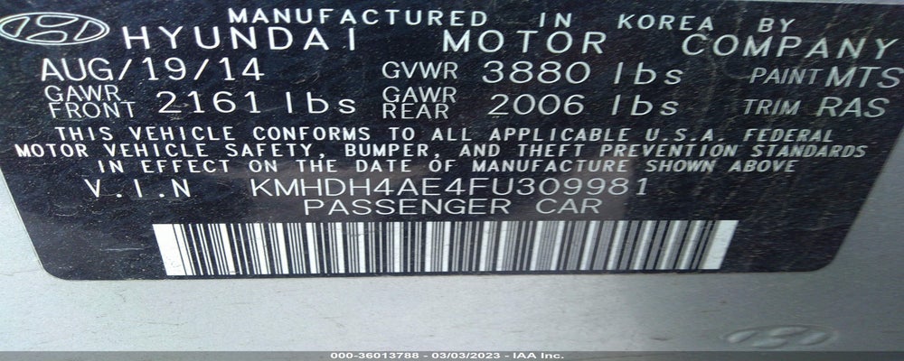 KMHDH4AE4FU309981 2015 HYUNDAI ELANTRA photo no. 9