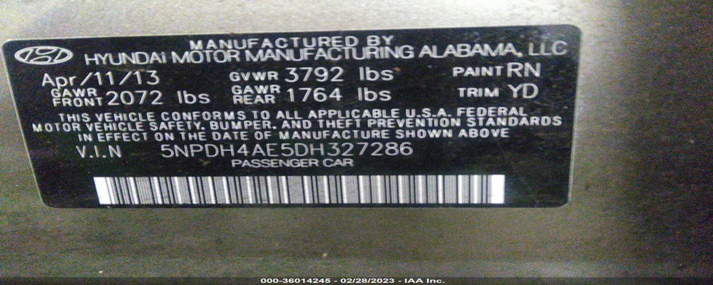 5NPDH4AE5DH327286 2013 HYUNDAI ELANTRA photo no. 9