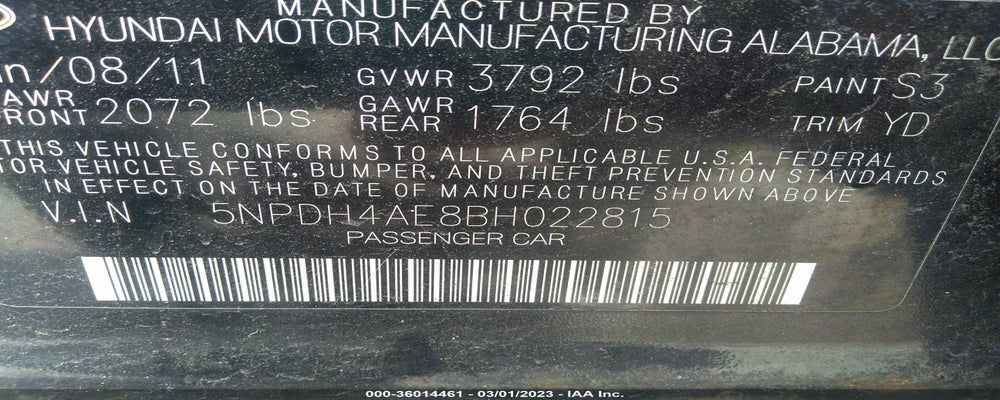5NPDH4AE8BH022815 2011 HYUNDAI ELANTRA photo no. 9
