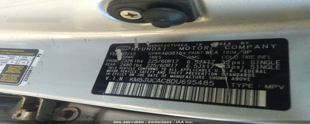 KM8JUCAC8DU695485 2013 HYUNDAI TUCSON photo no. 9