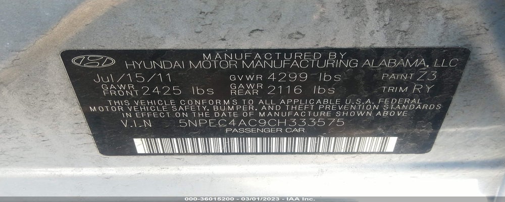 5NPEC4AC9CH333575 2012 HYUNDAI SONATA photo no. 9