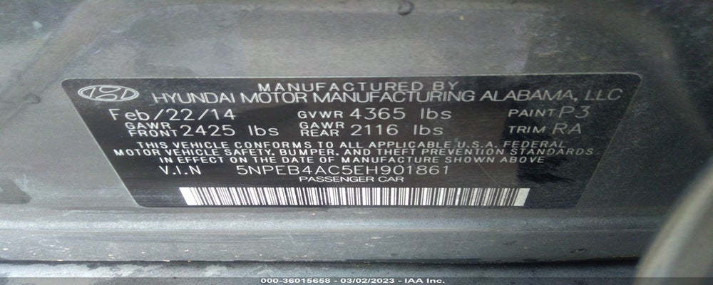 5NPEB4AC5EH901861 2014 HYUNDAI SONATA photo no. 9