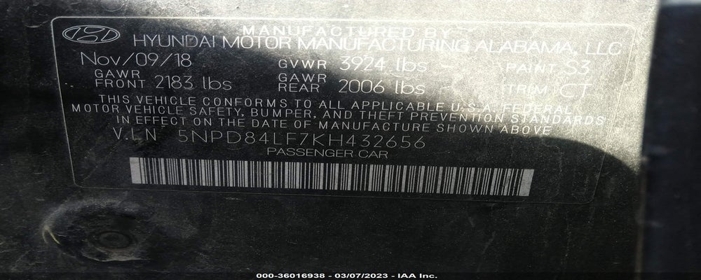 5NPD84LF7KH432656 2019 HYUNDAI ELANTRA photo no. 9