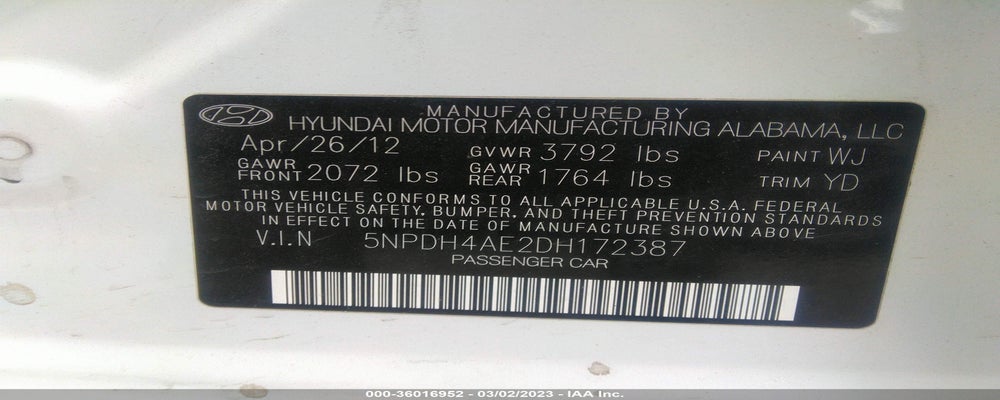 5NPDH4AE2DH172387 2013 HYUNDAI ELANTRA photo no. 9