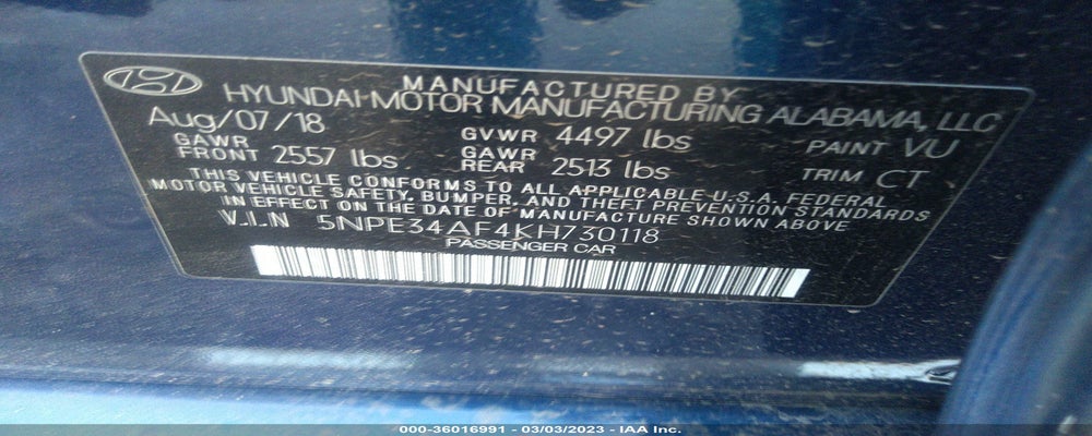 5NPE34AF4KH730118 2019 HYUNDAI SONATA photo no. 9