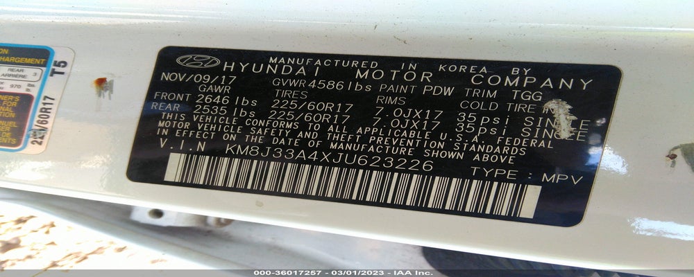 KM8J33A4XJU623226 2018 HYUNDAI TUCSON photo no. 9