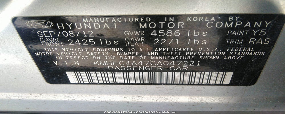KMHEC4A47CA047221 2012 HYUNDAI SONATA photo no. 9
