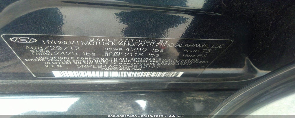 5NPEB4ACXDH592127 2013 HYUNDAI SONATA photo no. 9