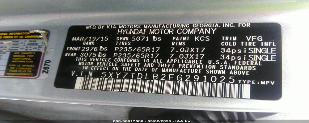 5XYZTDLB2FG291025 2015 HYUNDAI SANTA FE SPORT photo no. 9