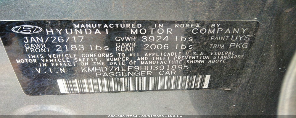KMHD74LF9HU391895 2017 HYUNDAI ELANTRA photo no. 9