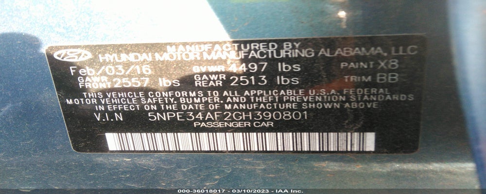 5NPE34AF2GH390801 2016 HYUNDAI SONATA photo no. 9