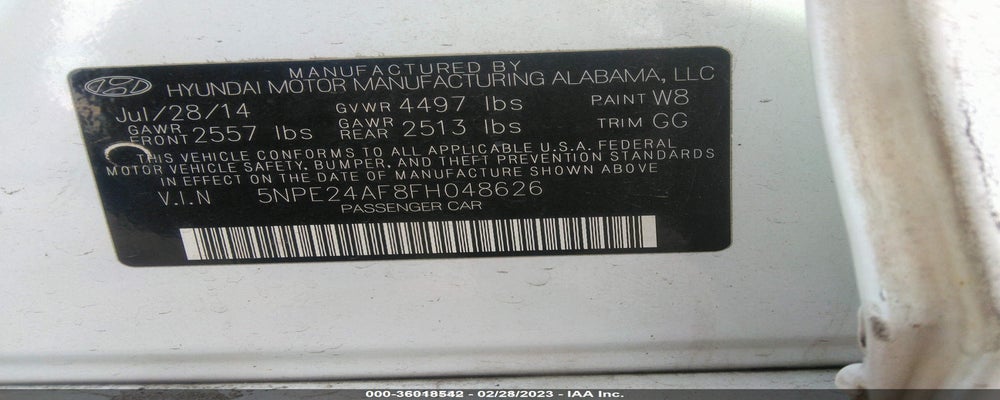 5NPE24AF8FH048626 2015 HYUNDAI SONATA photo no. 9
