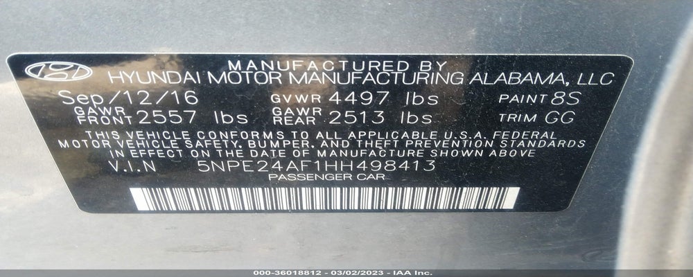 5NPE24AF1HH498413 2017 HYUNDAI SONATA photo no. 9