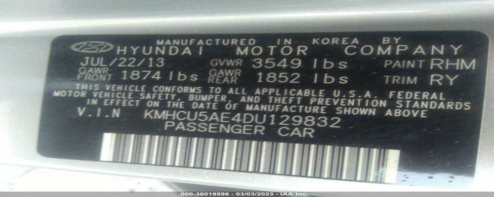 KMHCU5AE4DU129832 2013 HYUNDAI ACCENT photo no. 9