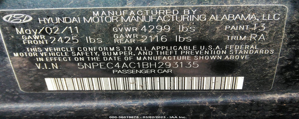5NPEC4AC1BH293135 2011 HYUNDAI SONATA photo no. 9