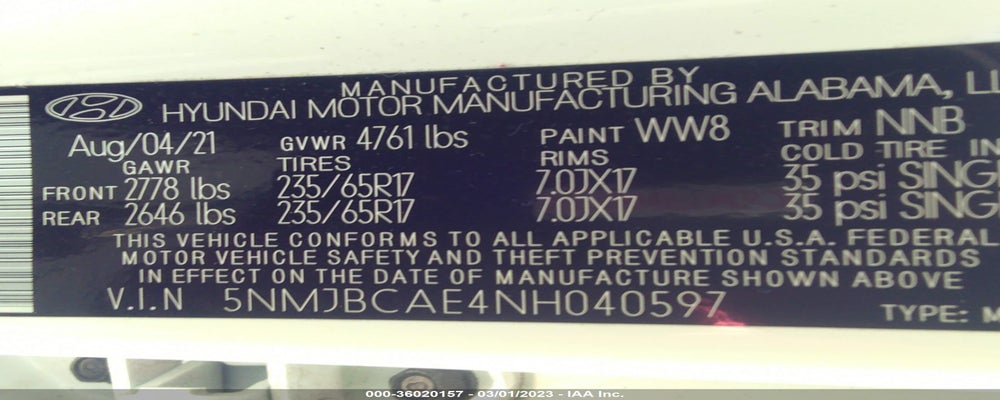 5NMJBCAE4NH040597 2022 HYUNDAI TUCSON photo no. 9