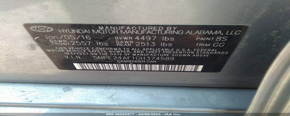5NPE24AF1GH374589 2016 HYUNDAI SONATA photo no. 9