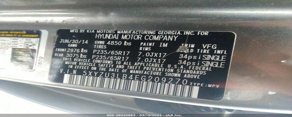 5XYZU3LB4EG209270 2014 HYUNDAI SANTA FE SPORT photo no. 9