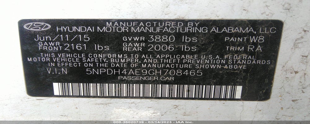 5NPDH4AE9GH708465 2016 HYUNDAI ELANTRA photo no. 9