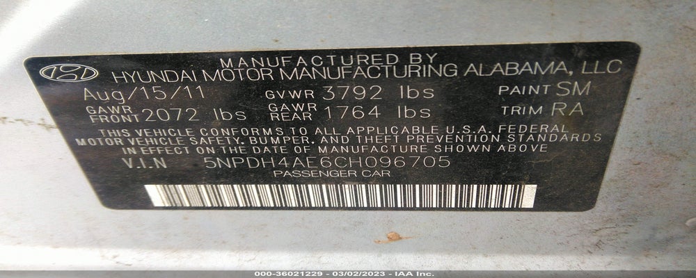 5NPDH4AE6CH096705 2012 HYUNDAI ELANTRA photo no. 9