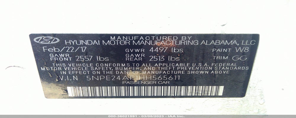 5NPE24AF1HH565611 2017 HYUNDAI SONATA photo no. 9