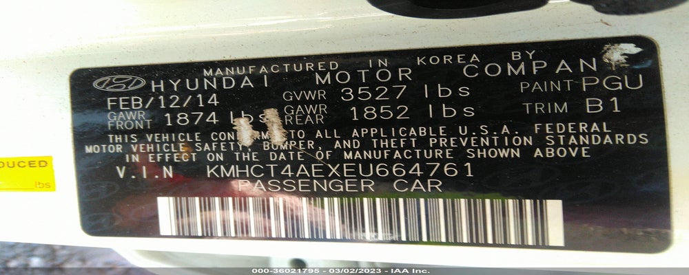 KMHCT4AEXEU664761 2014 HYUNDAI ACCENT photo no. 9