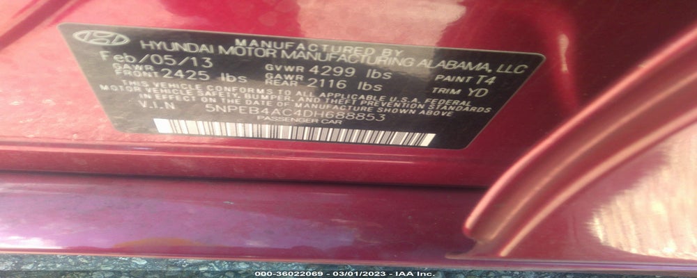 5NPEB4AC4DH688853 2013 HYUNDAI SONATA photo no. 9