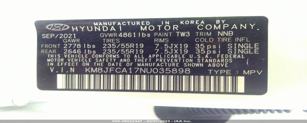 KM8JFCA17NU035898 2022 HYUNDAI TUCSON HYBRID photo no. 9
