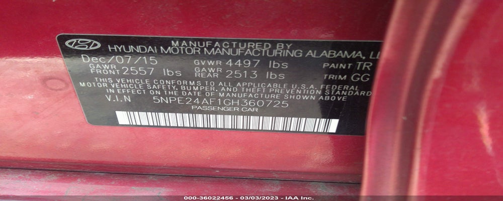 5NPE24AF1GH360725 2016 HYUNDAI SONATA photo no. 9