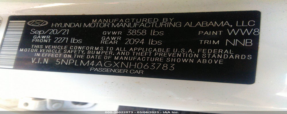 5NPLM4AGXNH063783 2022 HYUNDAI ELANTRA photo no. 9
