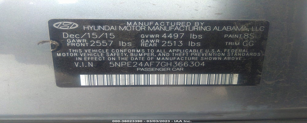 5NPE24AF7GH366304 2016 HYUNDAI SONATA photo no. 9