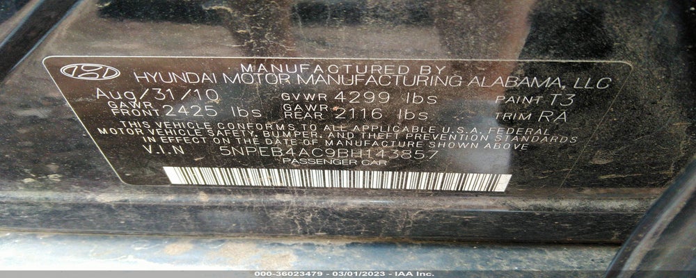 5NPEB4AC9BH143857 2011 HYUNDAI SONATA photo no. 9