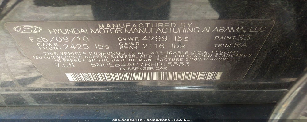 5NPEB4AC7BH015553 2011 HYUNDAI SONATA photo no. 9